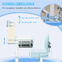 Easycomfort Banco Scuola con Sedia per Bambini 3-12 Anni, Altezza Regolabile e Piano Inclinabile, Azzurro