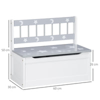 Easycomfort Cassapanca Moderna Portagiochi con Leva a Gas, in MDF e Legno di Pino, 60x30x50 cm, Bianco e Grigio