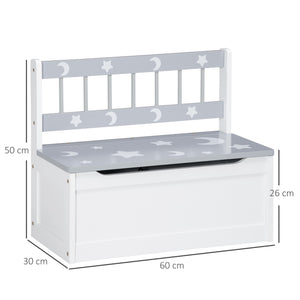 Easycomfort Cassapanca Moderna Portagiochi con Leva a Gas, in MDF e Legno di Pino, 60x30x50 cm, Bianco e Grigio