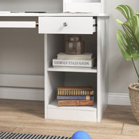 EasycomfortZONEKIZ Banco Scuola e Sedia per Bambini da 5-8 Anni con Scaffale e Mensola Estraibile in Legno Bianco