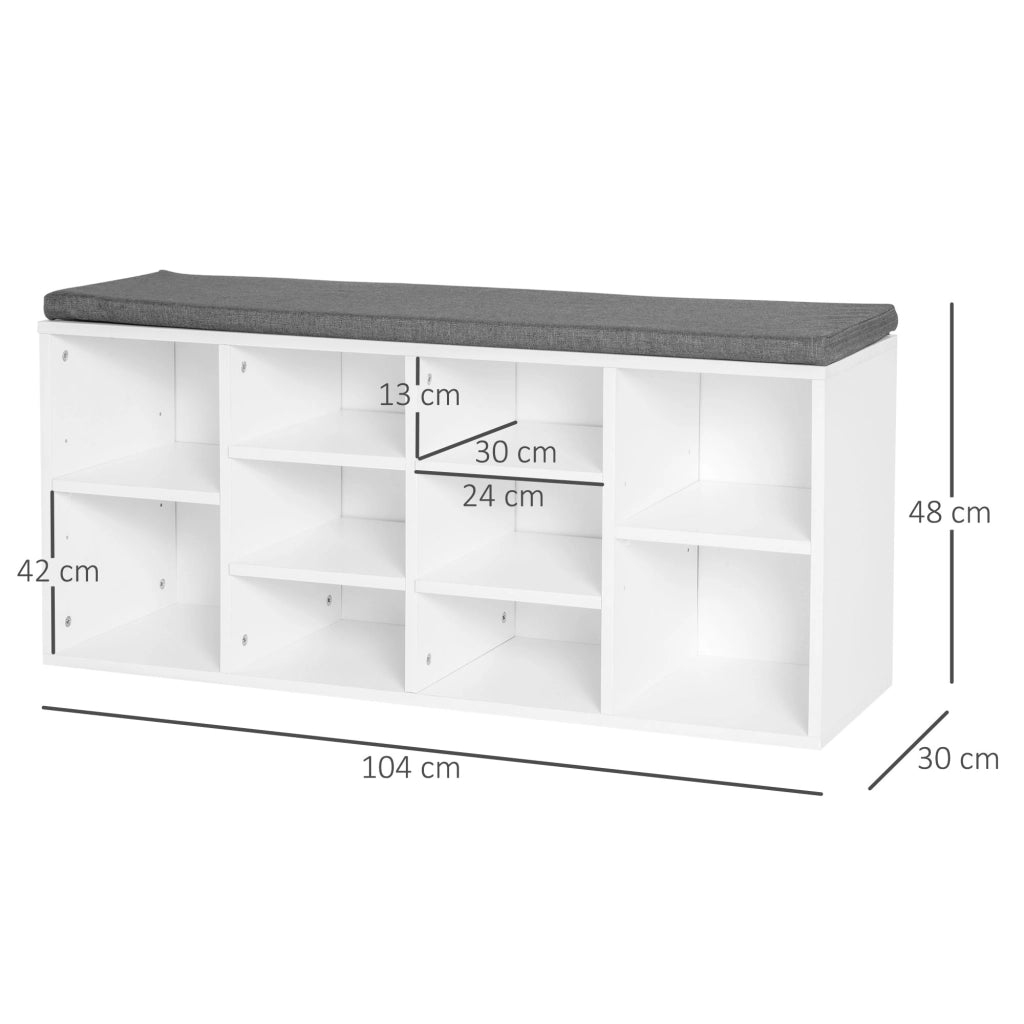 Scarpiera con panca ¨C zephmum ¨C bianco, legno, 104x30x48 cm