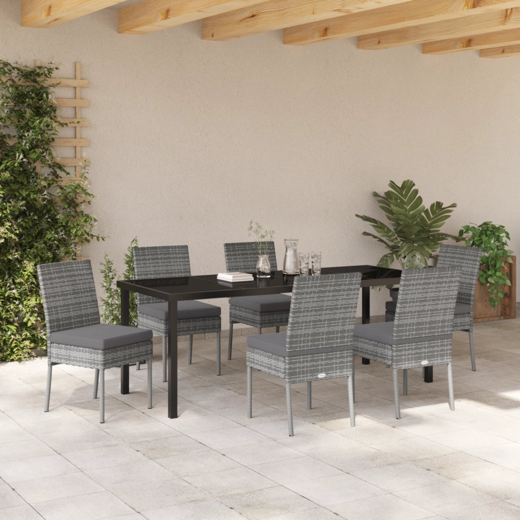 Set da Pranzo da Giardino 7 Pezzi Grigio Polyrattan