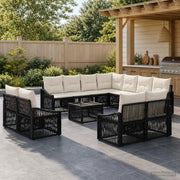 Set Divano da Giardino 12 pz Nero polyrattan 3436177