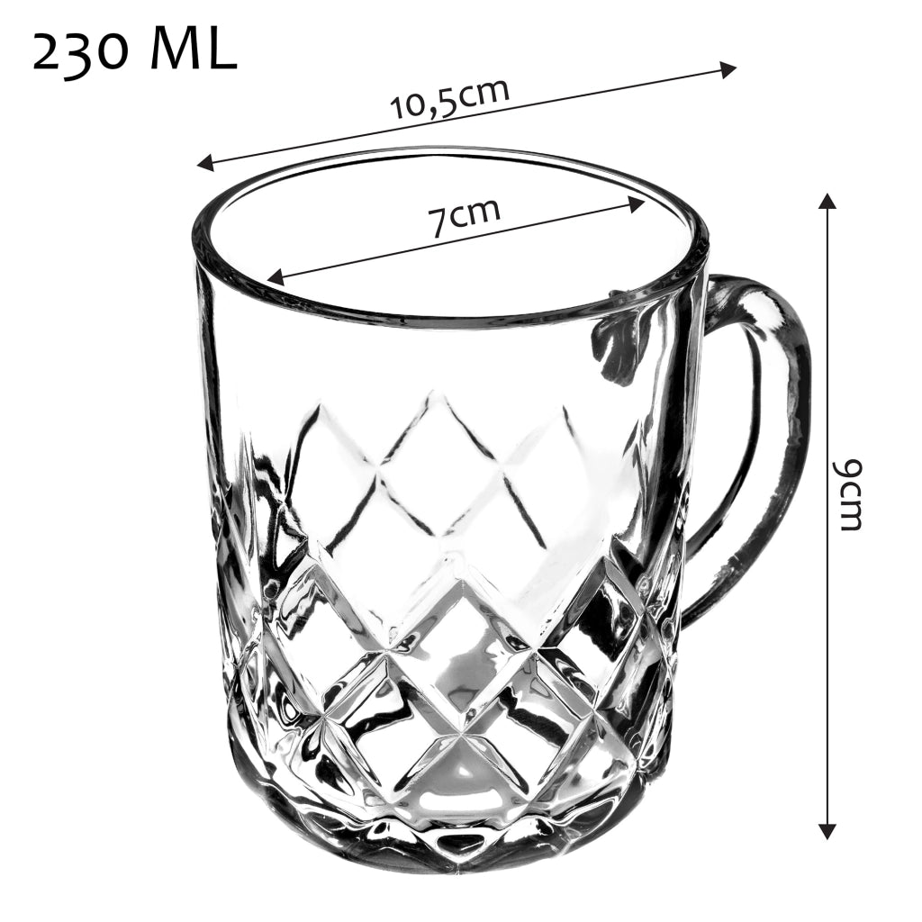 Set di 6 bicchieri da caffè/tè KADAX con manico, 230 ml.