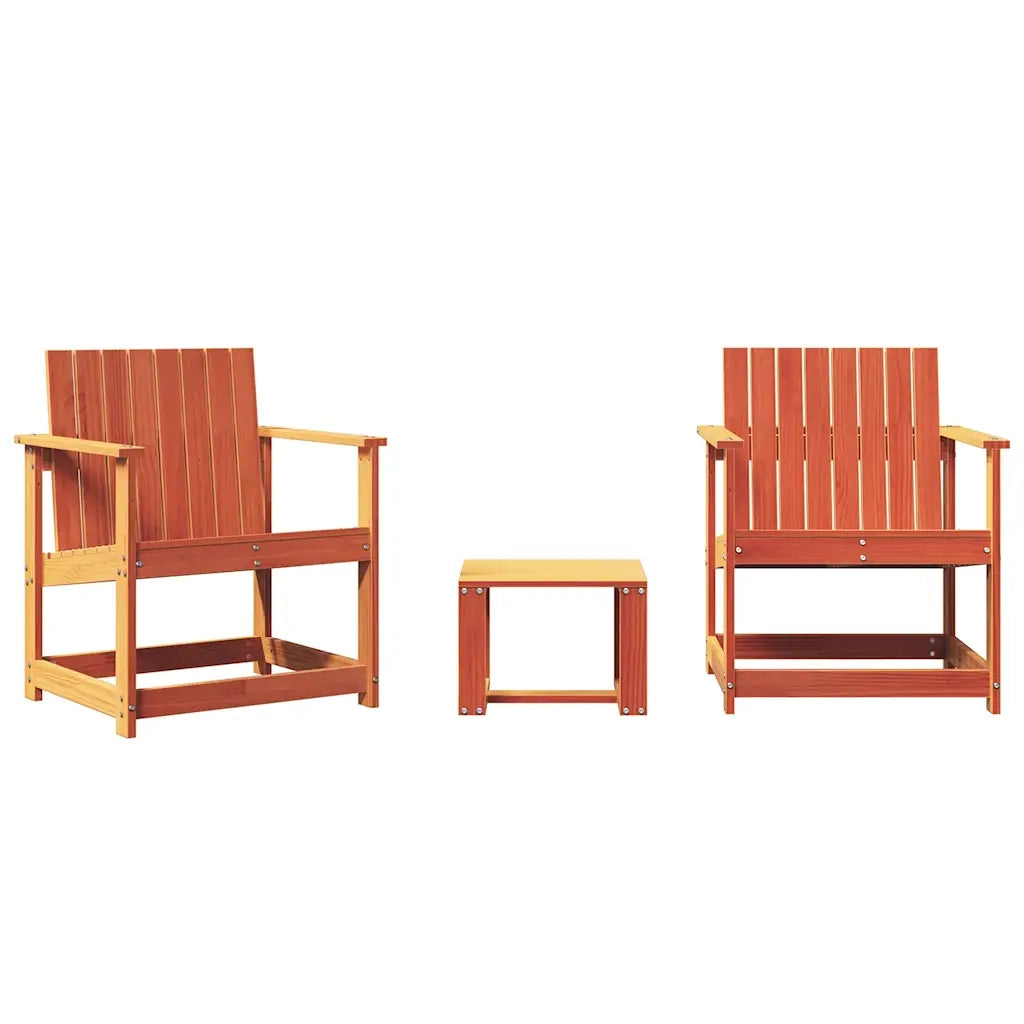Set Salotto da Giardino 3 pz | Set di Mobili da Esterno Marrone Cera Legno Massello Pino