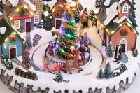 Villaggio Natalizio Piazza Albero Luci Musica e Movimento 36 cm in Resina