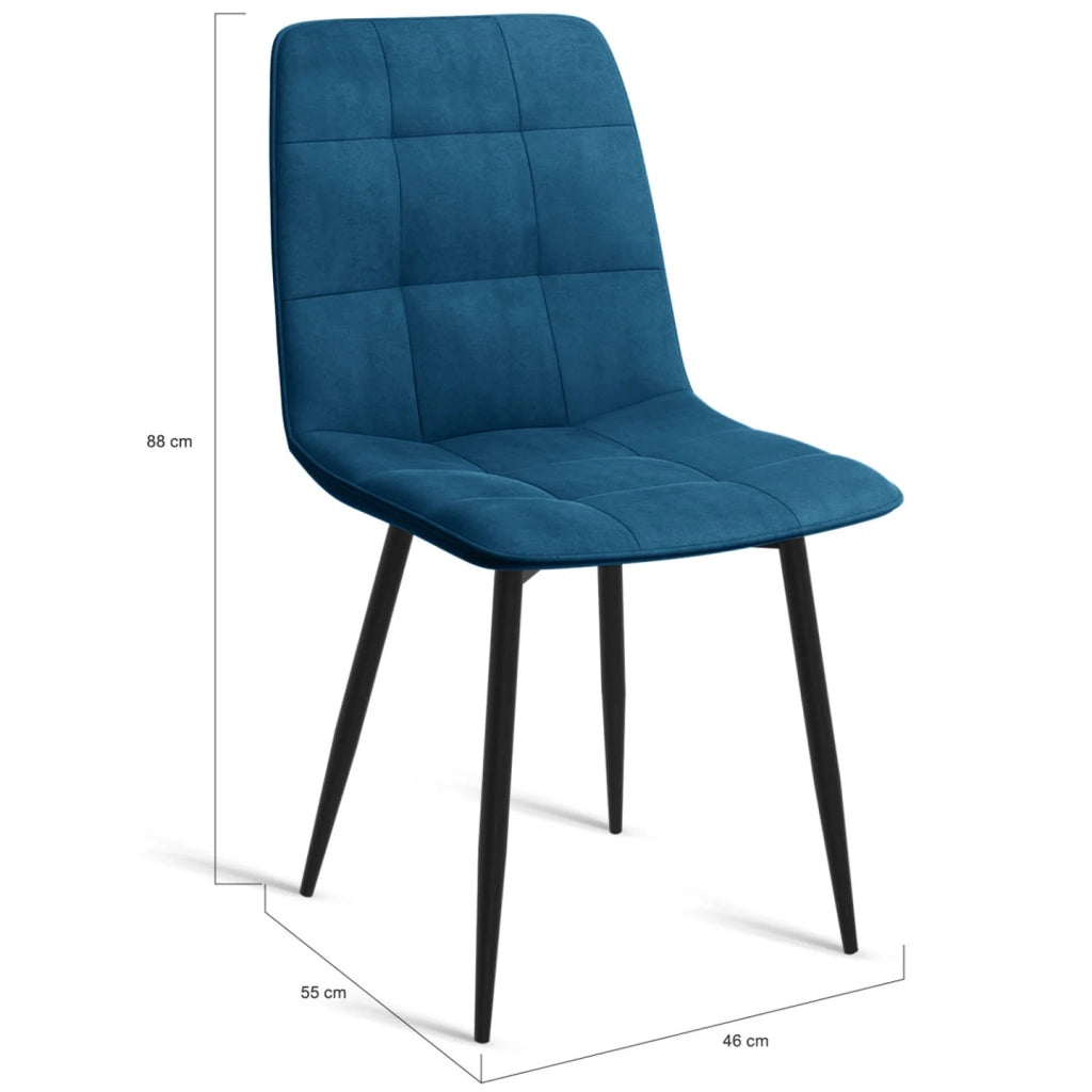 IDMarket - Set di 6 sedie da pranzo in velluto blu MILA