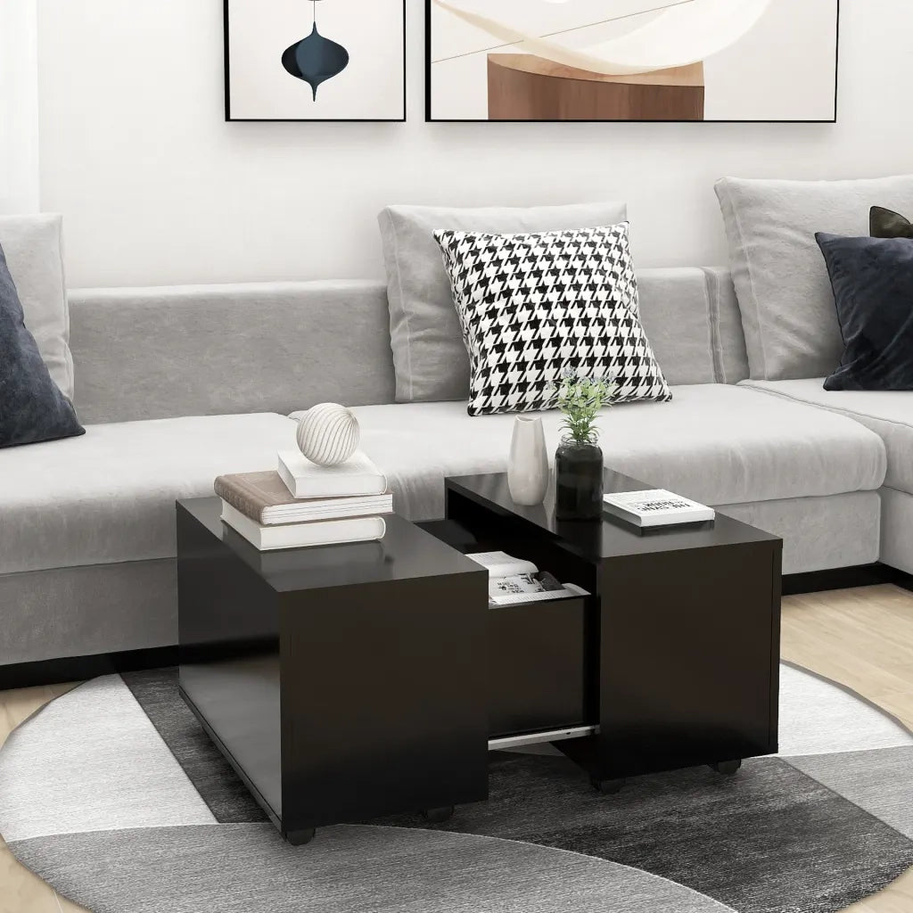 Tavolino da Salotto Nero 60x60x38 cm in Legno Multistrato 806859