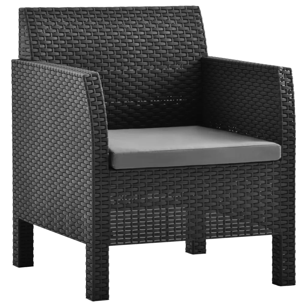 Sedie da Giardino con Cuscini 2 pz | Sedie da Esterno in Rattan PP Antracite