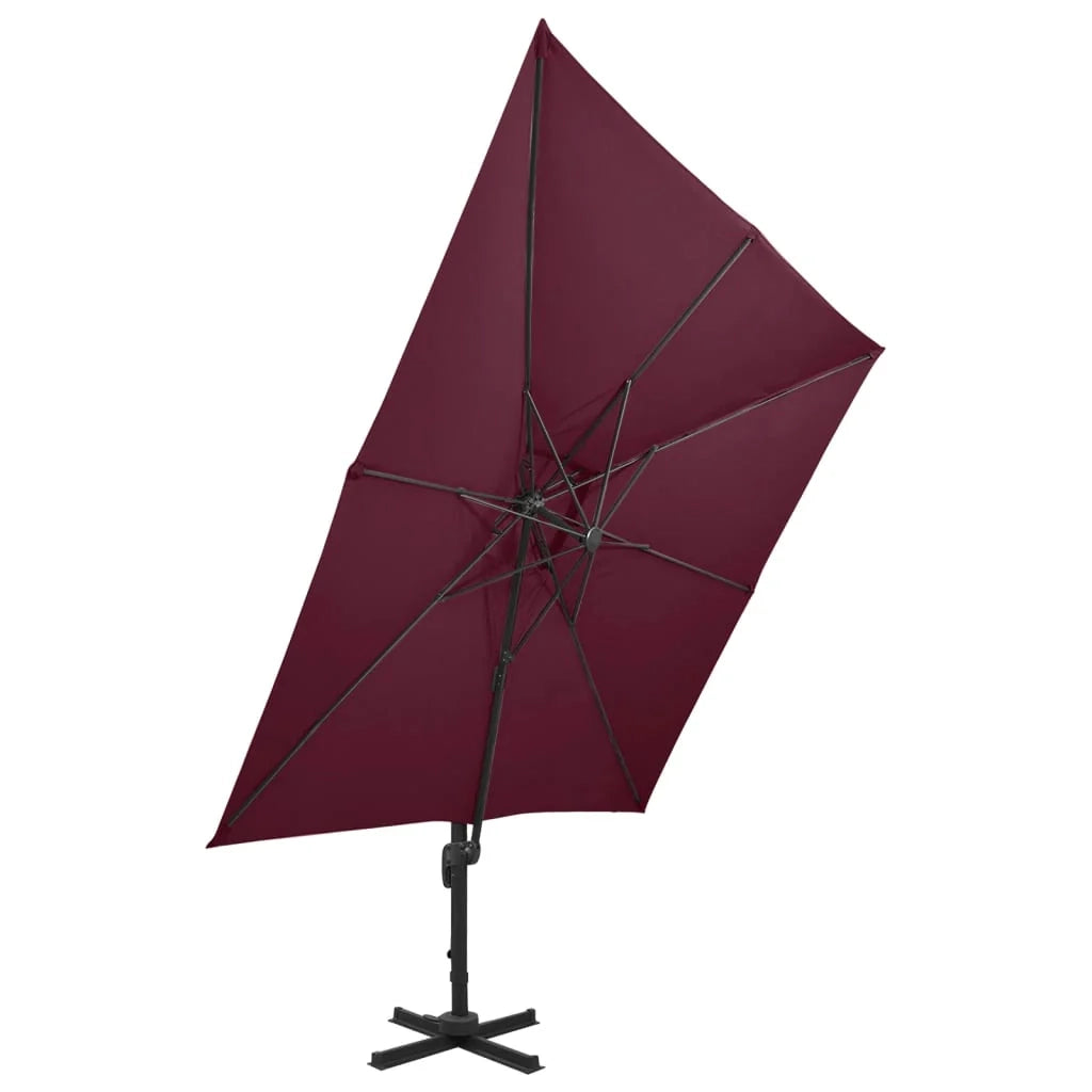 Ombrellone a braccio con doppia copertura 300 x 300 cm rosso bordeaux 02_0008559