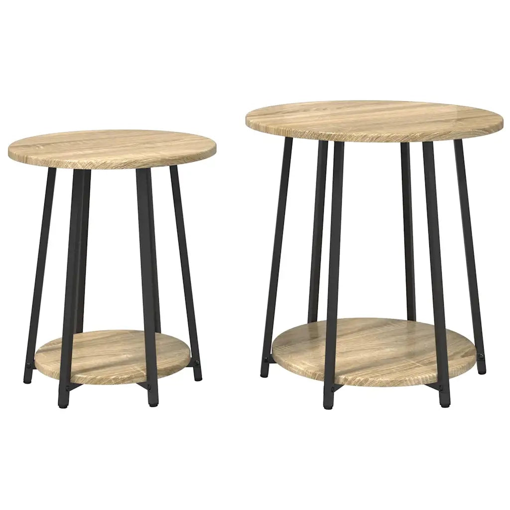 Set tavolini con lo scaffale 2 pcs Rovere Sonoma e Nero 869703