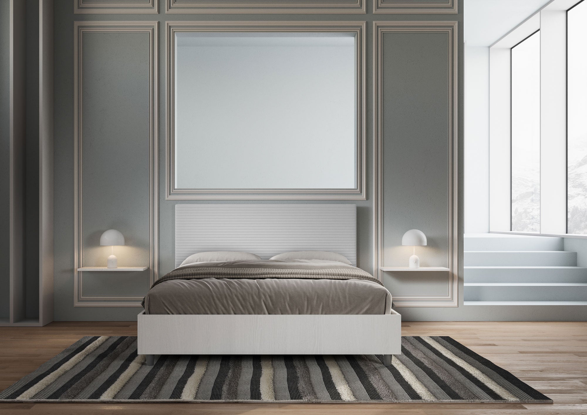 Letto Matrimoniale 160x200 cm con Rete Level Bianco