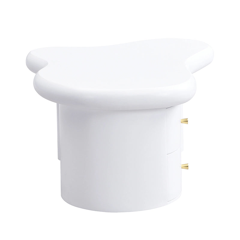 TAVOLINO DA SALOTTO Forma irregolare 97 x 64 x 42 cm Bianco in MDF con 2 cassetti