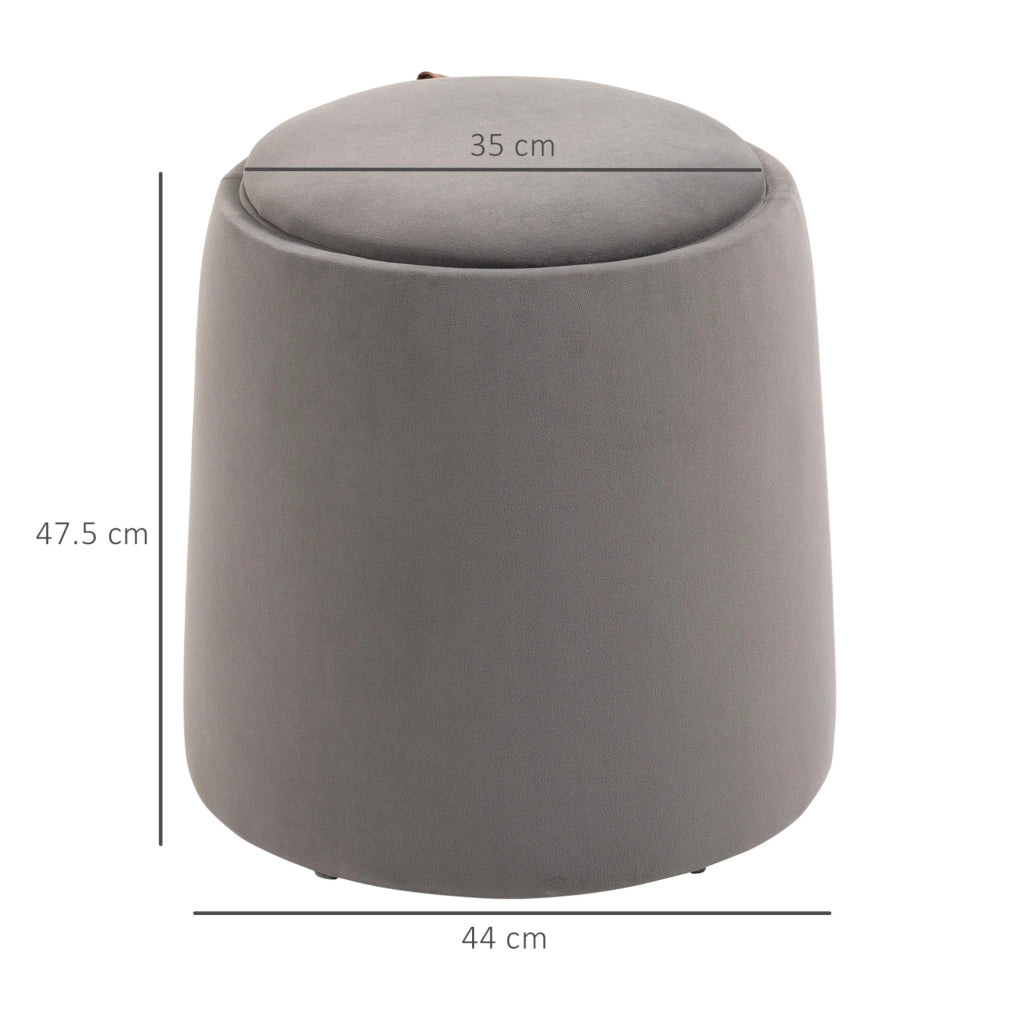 Pouf rotondo contenitore con coperchio reversibile grigio scuro