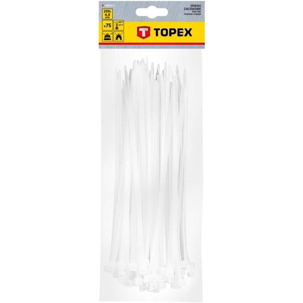Topex 44e977 fascette per cavi 4 4,8mmx200mm, 75 pezzi ds