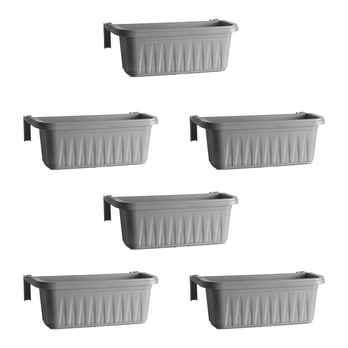 Rondine 50 - set di 6 balconiere da 50cm con agganci regolabili e riserva d'acqua Grigio