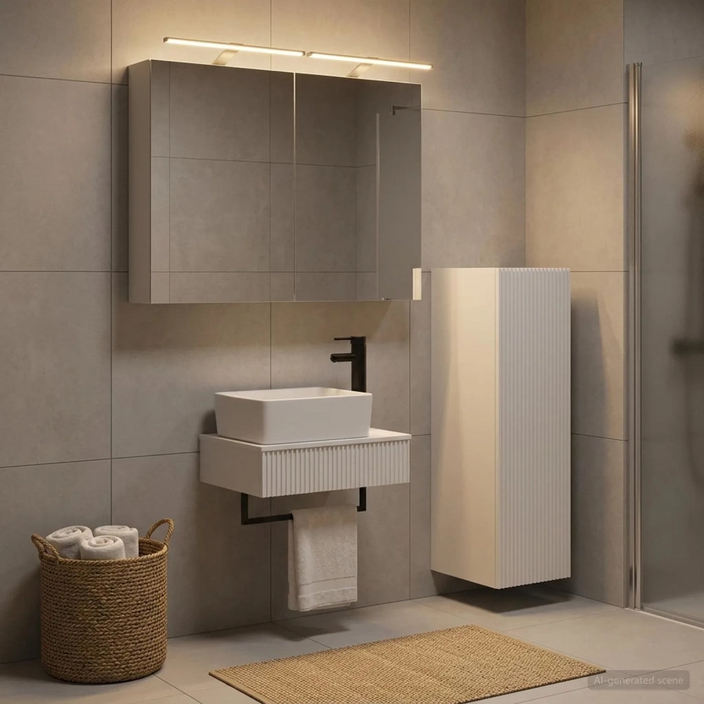 Set di Armadi da Bagno 4 pz Bianco Legno ingegnerizzato 3407383