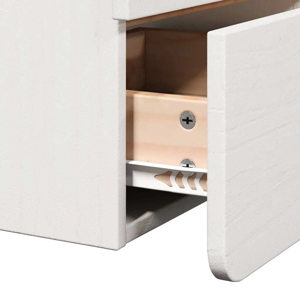 Comodino Bianco 39 x 34 x 33 cm Legno di pino massello 873507