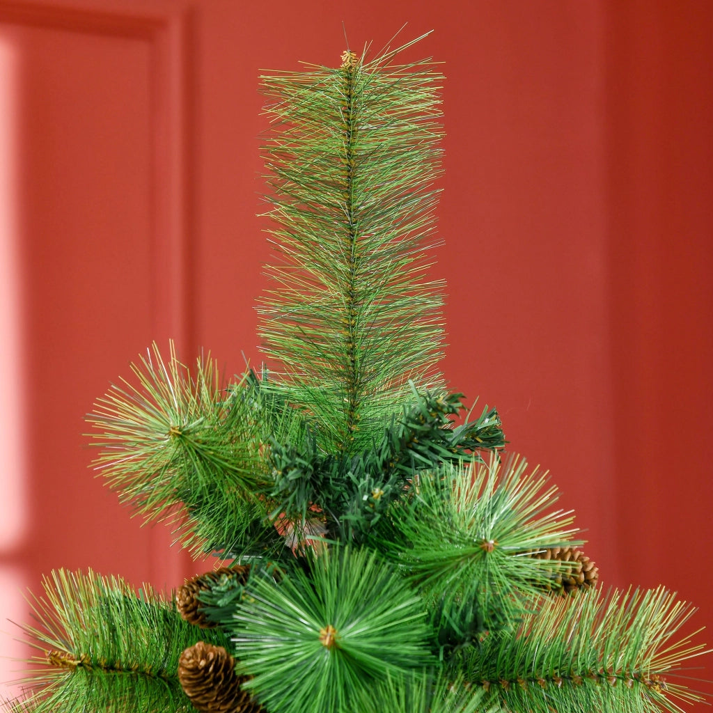 Albero di Natale Artificiale H180 cm 782 Rami con Decori e Base in Metallo Verde