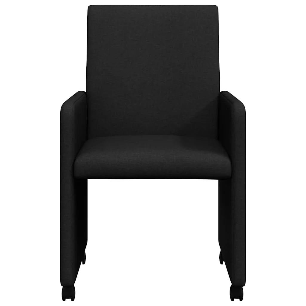 Sedie da Pranzo con Ruote 2 pcs Nero 57 x 66 x 94 cm Tessuto
