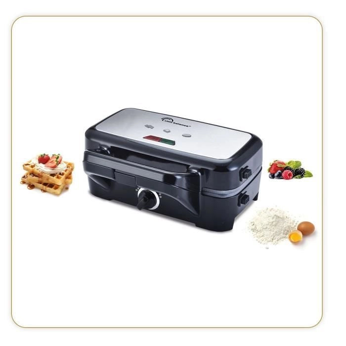 LITTLE BALANCE 8368 Speed'n Mixt 1200, Piastra per waffle e grill 2 in 1, 1 piastra per waffle, 1 piastra grill intercambiabile, 1200 W, Acciaio inossidabile