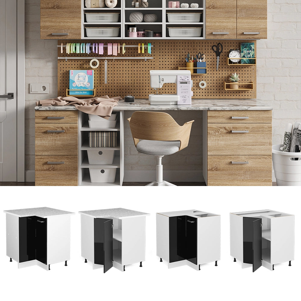Vicco Armadio universale ad angolo Nero lucido 75.6 cm con anta, senza piano di lavoro
