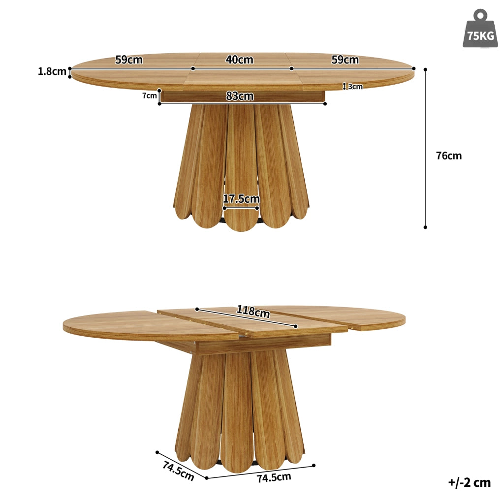 TAVOLO da pranzo allungabile 118-158x118x76,8 cm MDF marrone