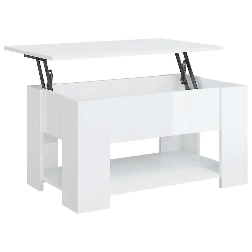 Tavolino Salotto Bianco Lucido 79x49x41 cm in Legno Multistrato 809716