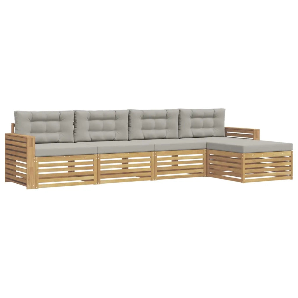 Set di divani da esterno 5 pz Bianco e Grigio Chiaro 3390331