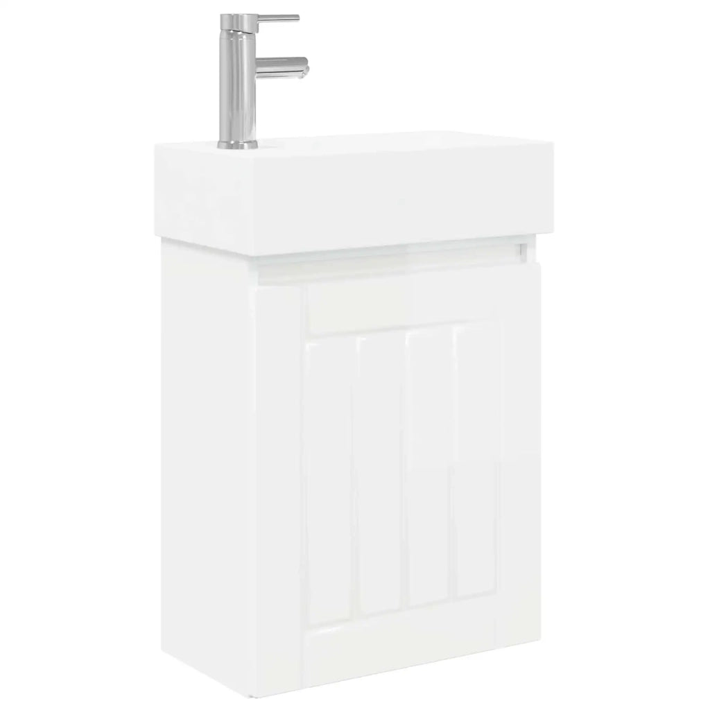 Mobile bagno con rubinetto Bianco Lucido 45,5 x 25,5 x 84 cm