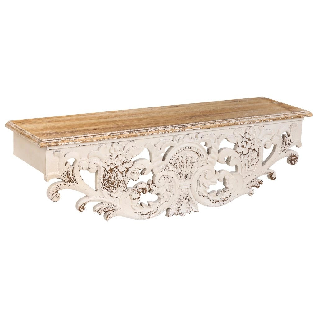 Mensola in legno bianco 78x20x23h cm