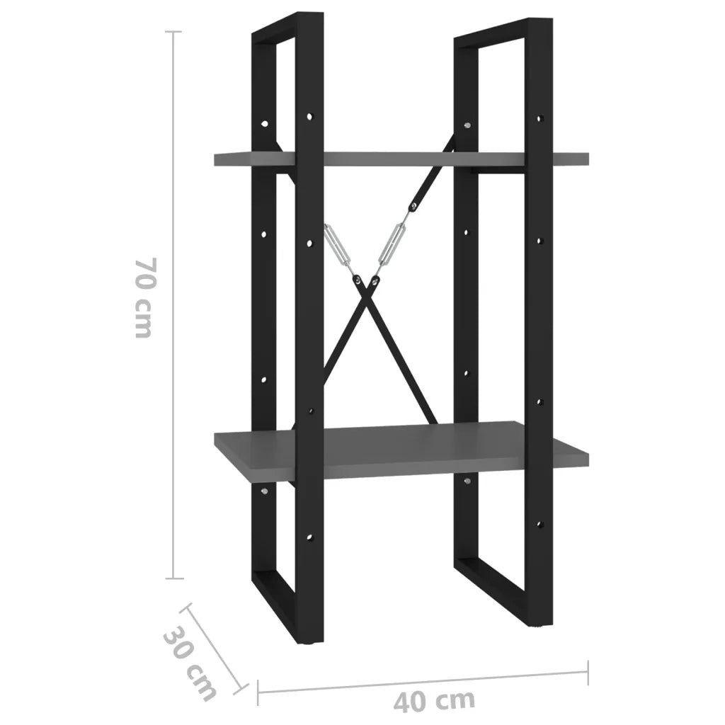 Libreria a 2 Ripiani Grigia 40x30x70 cm in Legno Multistrato 806409