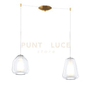 SOSPENSIONE OTTONE SAT. 2 LUCI SPOSTABILE VETRI BETA + GAMMA TRASPARENTI 1176OS-S2 S BG-TR