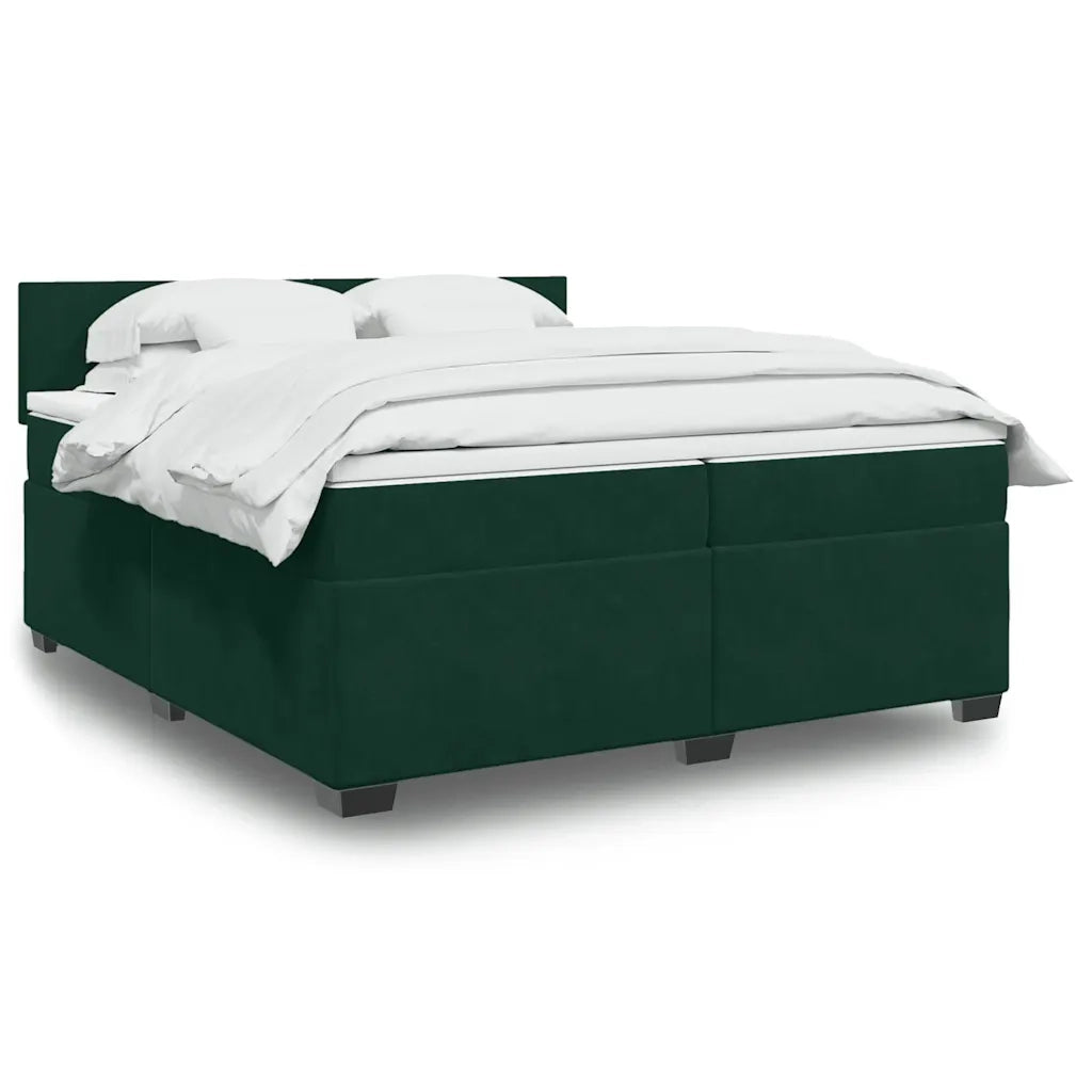 Giroletto a Molle con Materasso Verde Scuro 200x200 cm Velluto 3286399