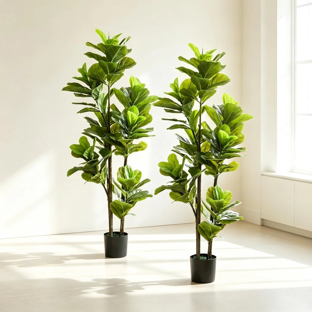 PIANTA ARTIFICIALE Ficus lyrata 150 cm Verde Set da 2 pezzi