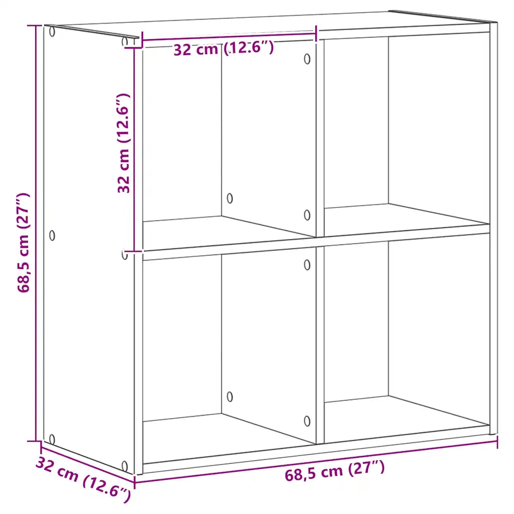 Libreria Legno Artigianale 68,5x32x68,5 cm in Legno Multistrato 852833