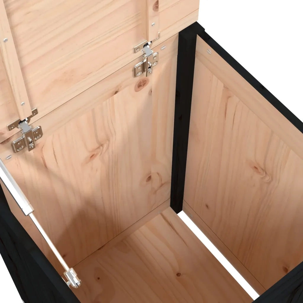 Contenitore per Bucato Nero 44x44x66 cm Legno Massello Pino 823568