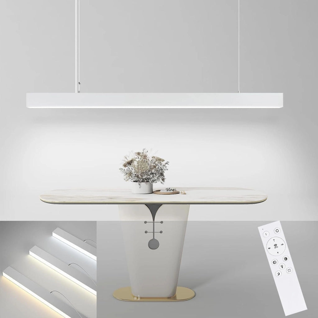 Lampada a Sospensione ZMH LED bianca 32W dimmerabile con telecomando moderna lineare 107 cm per ufficio e soggiorno