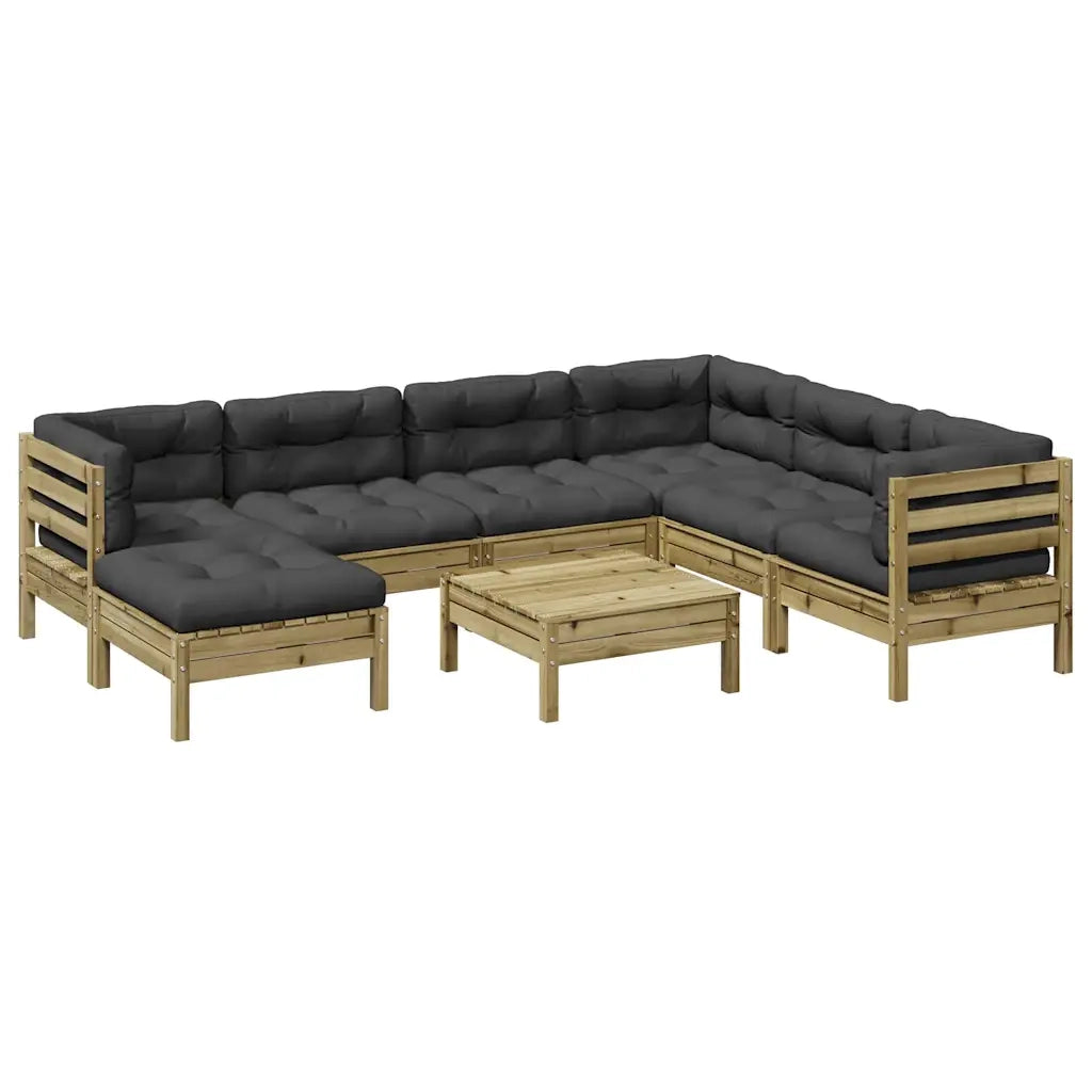 vidaXL Set Divani da Giardino 8pz con Cuscini Legno Impregnato di Pino