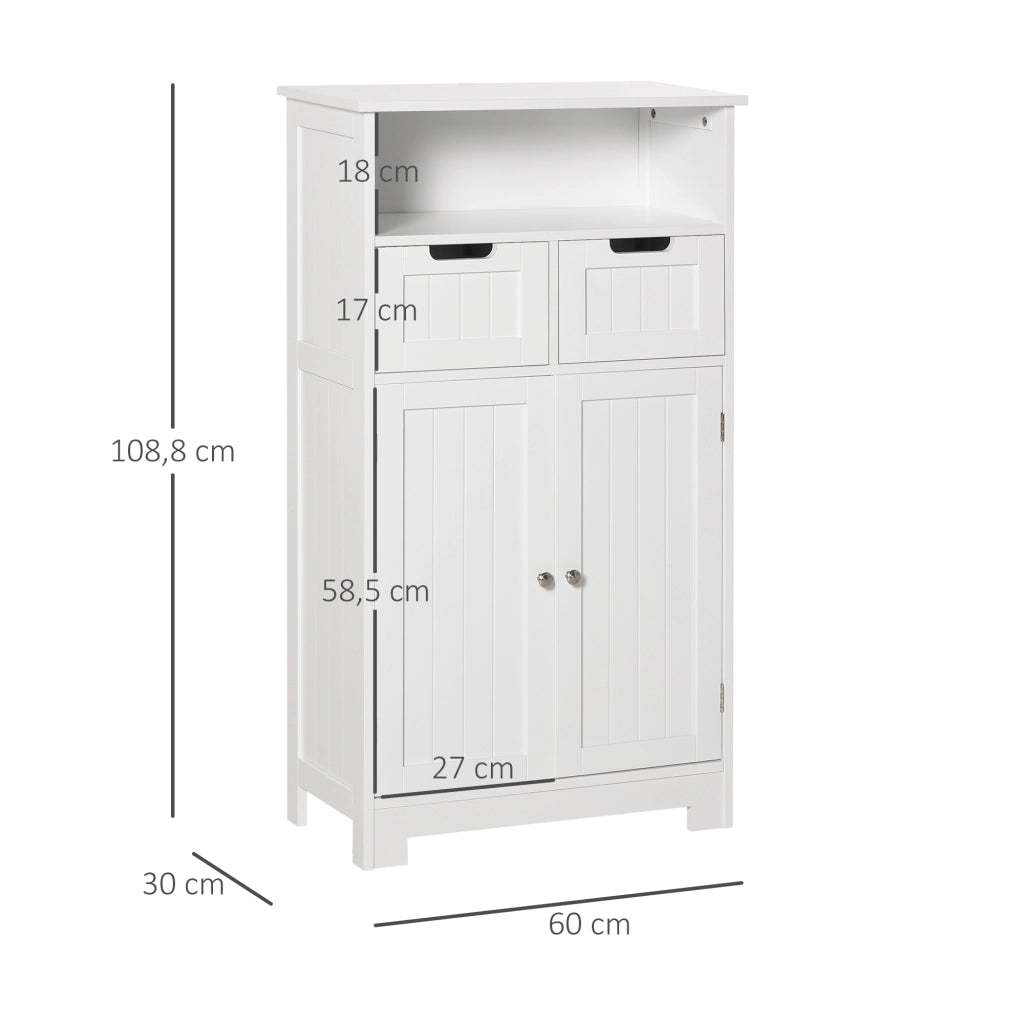 Armadio con 2 ante e 2 cassetti ¨C zephmum ¨C bianco 60x30x108,8 cm