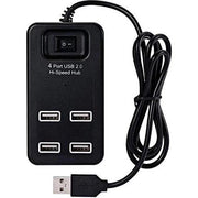 Adattatore Hub Usb 2.0 con interruttore - 4 porte - Nero