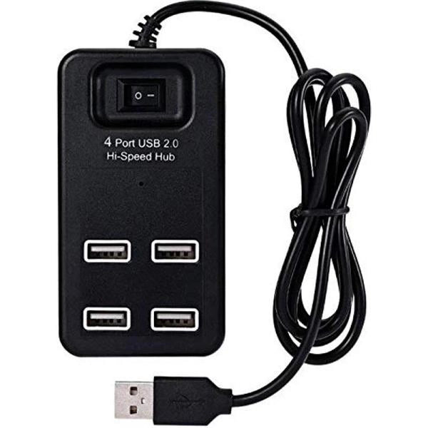 Adattatore Hub Usb 2.0 con interruttore - 4 porte - Nero