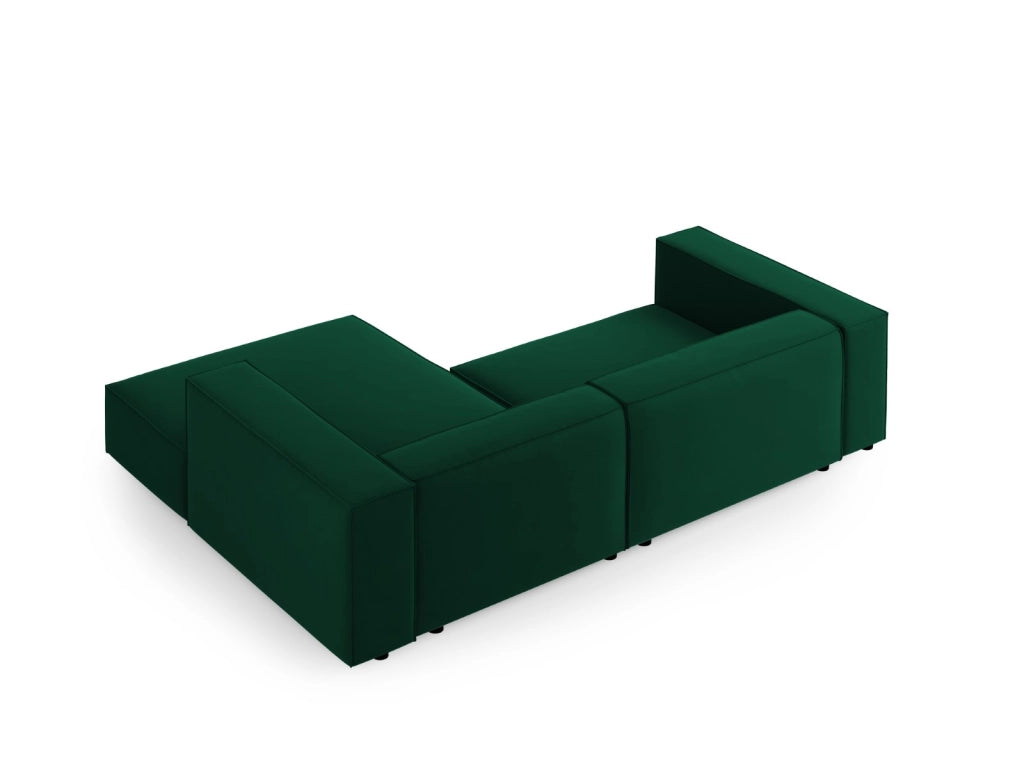 Cosmopolitan Design - Divano angolare destro "Arendal" 3 posti in velluto verde bottiglia 
