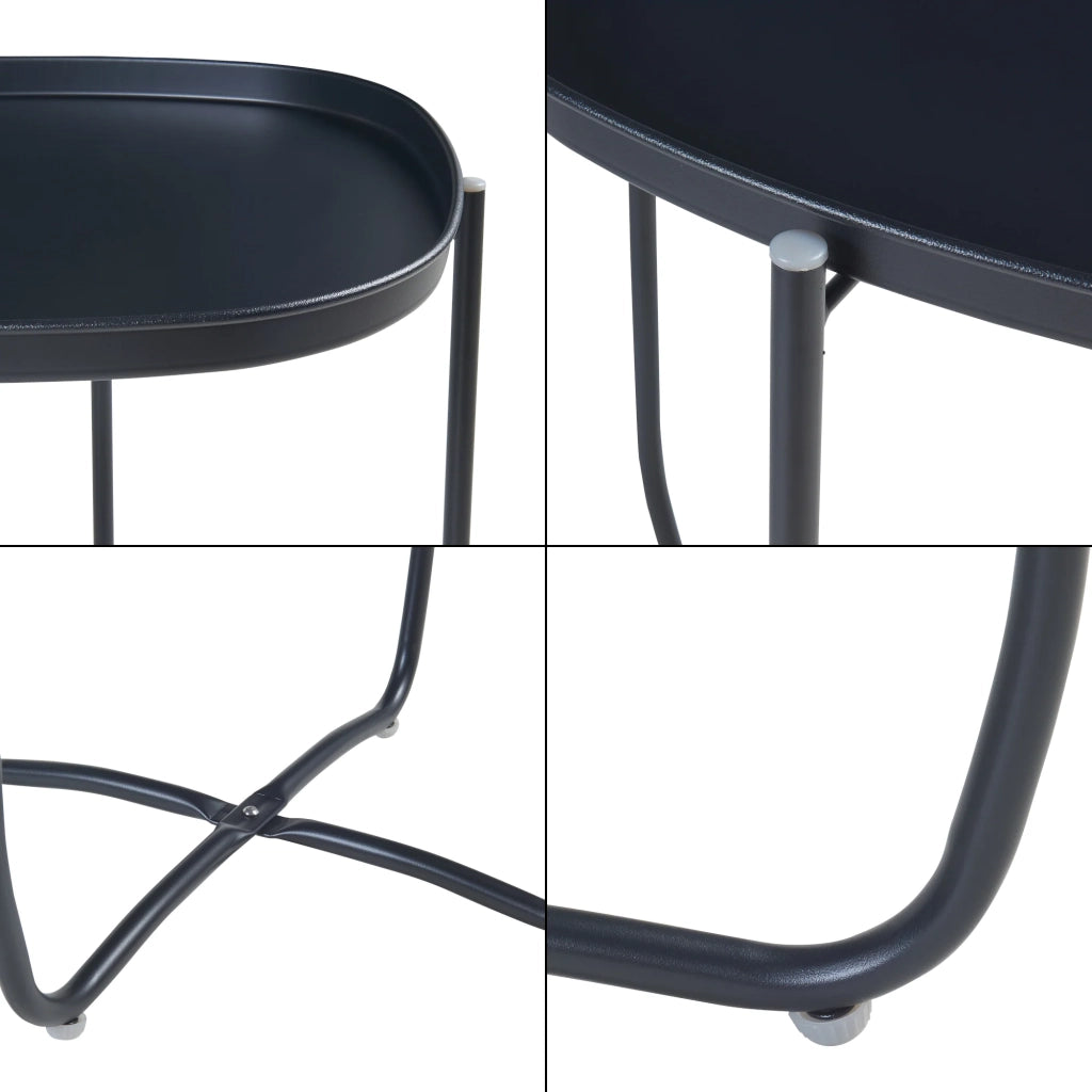 Tavolino da caffè con consolle laterale e piano rimovibile acciaio 53 x 46 x 46 cm nero 03_0010764
