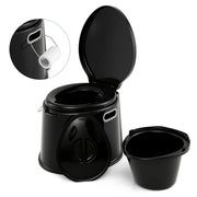 Toilette portatile per interni/esterni 41 x 49,5 x 34 cm con coperchio ergonomico a doppia funzione PP nero 20_0014386