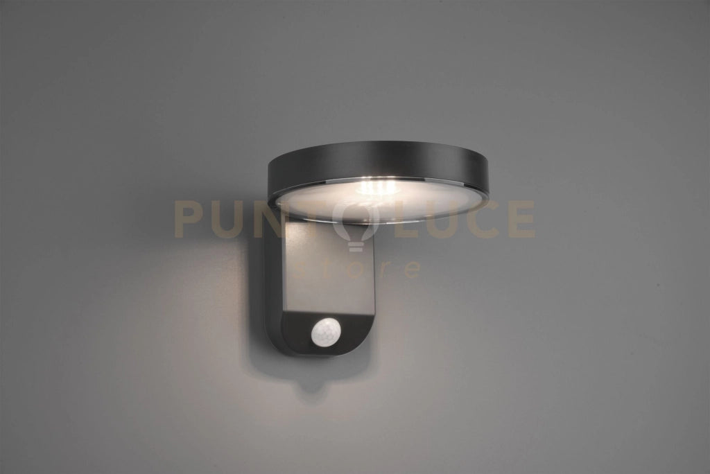 POSADAS APPLIQUE LED 4,5W 290lm, 3000K DA ESTERNO SOLARE RICARICABILE ANTRACITE CON SENSORE DI MOVIMENTO IP44 P.18,3CM