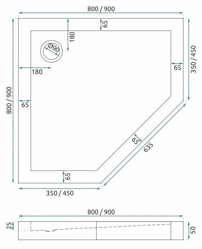 Cabina Doccia Diamond 90x90 Copper Brush con piatto doccia Diamond