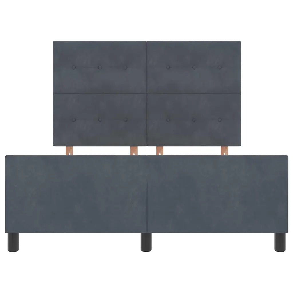 Letto a molle con testiera Grigio scuro 140 x 200 cm Velluto