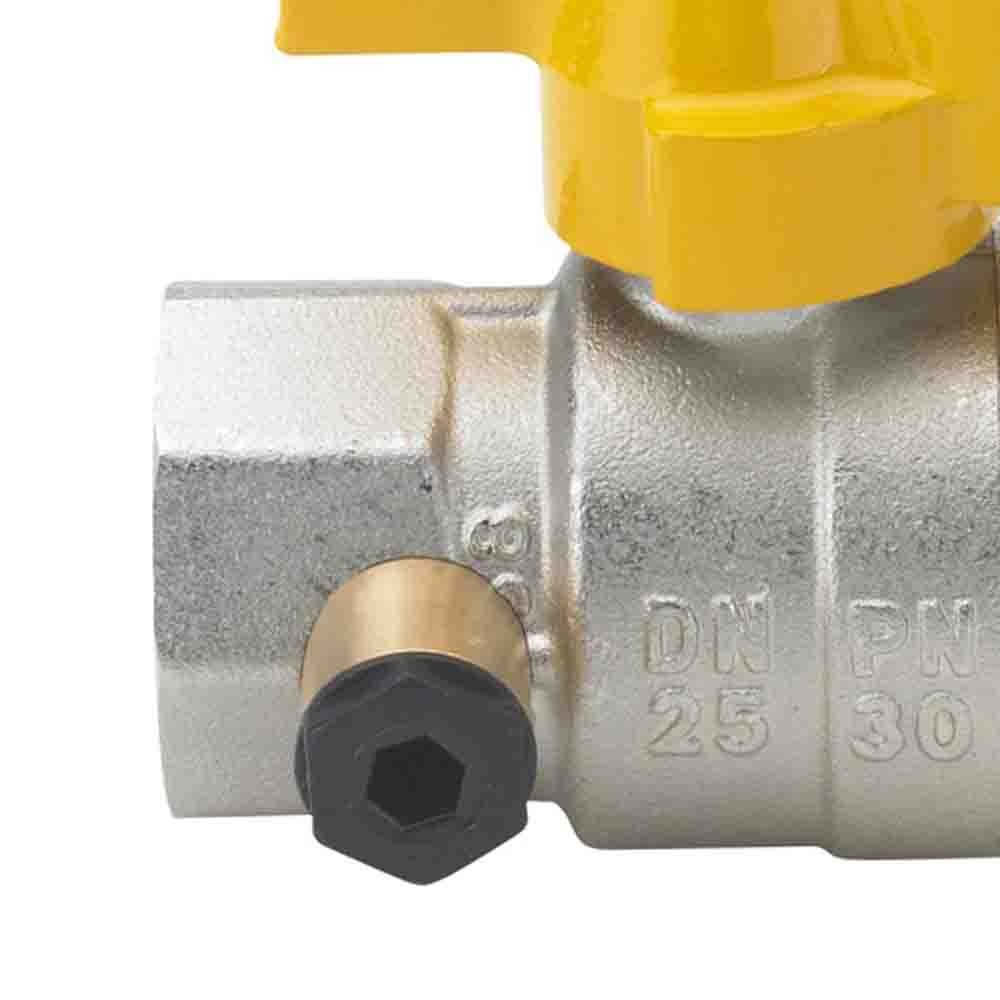 Valvola a sfera ff con serratura di sicurezza e presa pressione da 1/4â€