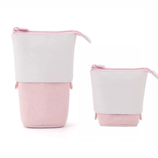 Etui 2-in-1 con cerniera, contenitore e porta matite, contenitore per ragazze, contenitore in piedi, contenitore telescopico, porta matite per adolescenti e studentesse